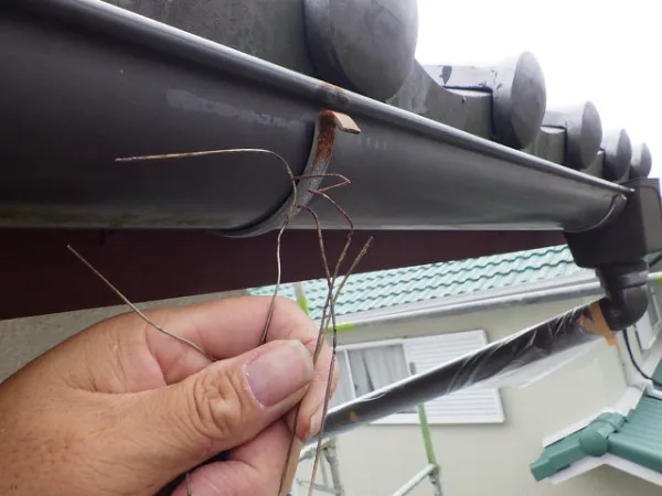 三田市　外壁　雨樋針金補強